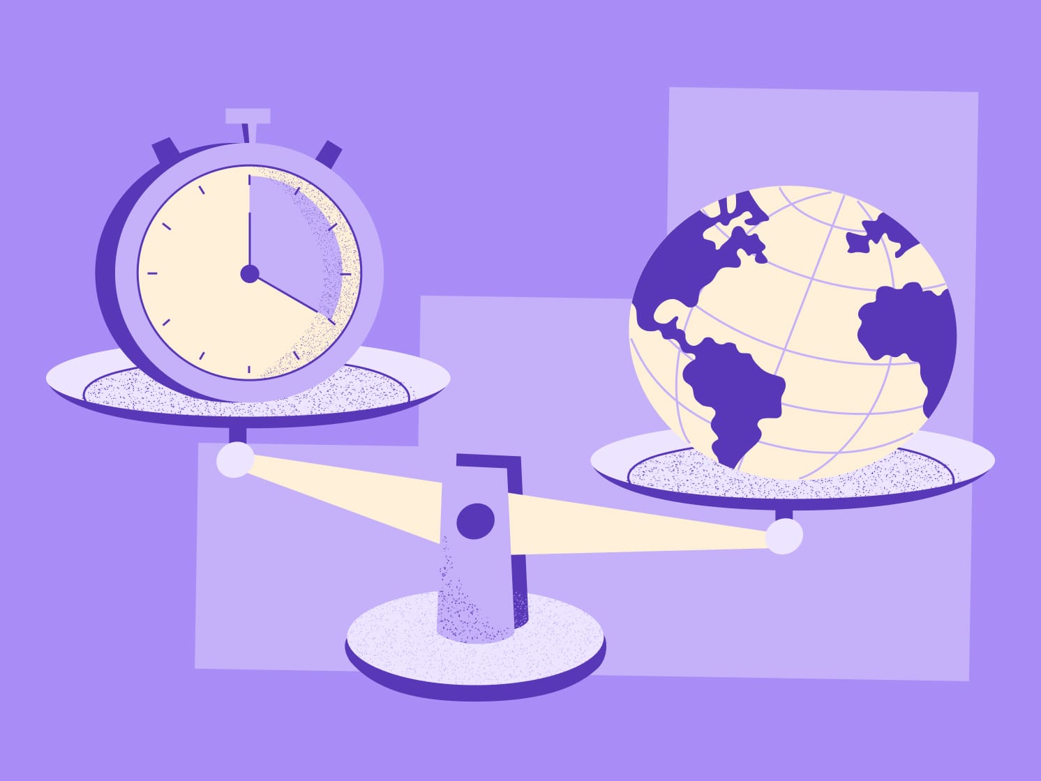 Hero illustration clock globe scale